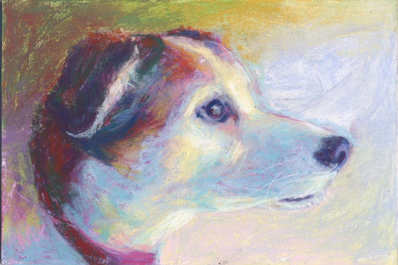 pastel painting of a dog