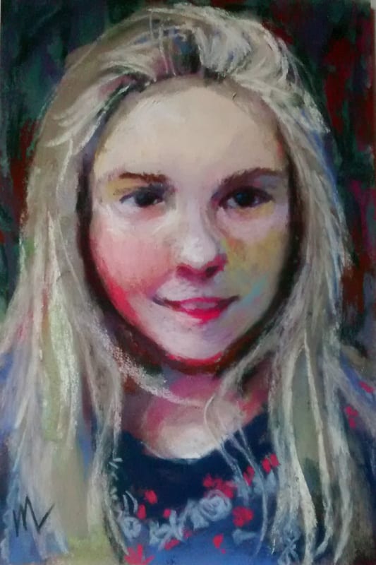 pastel portrait of a young girl