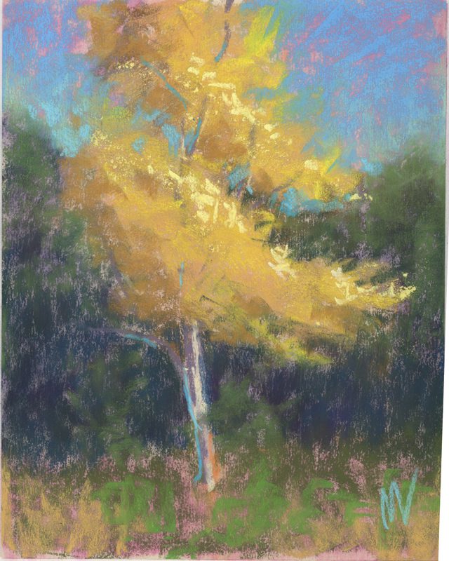 Marie Marfia, Yellow Swing, 10x8in., soft pastel on sanded paper